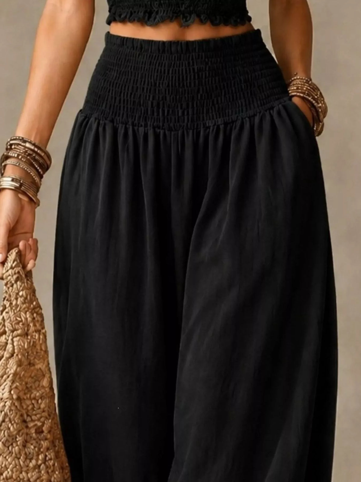 Smocked Harem Pants
