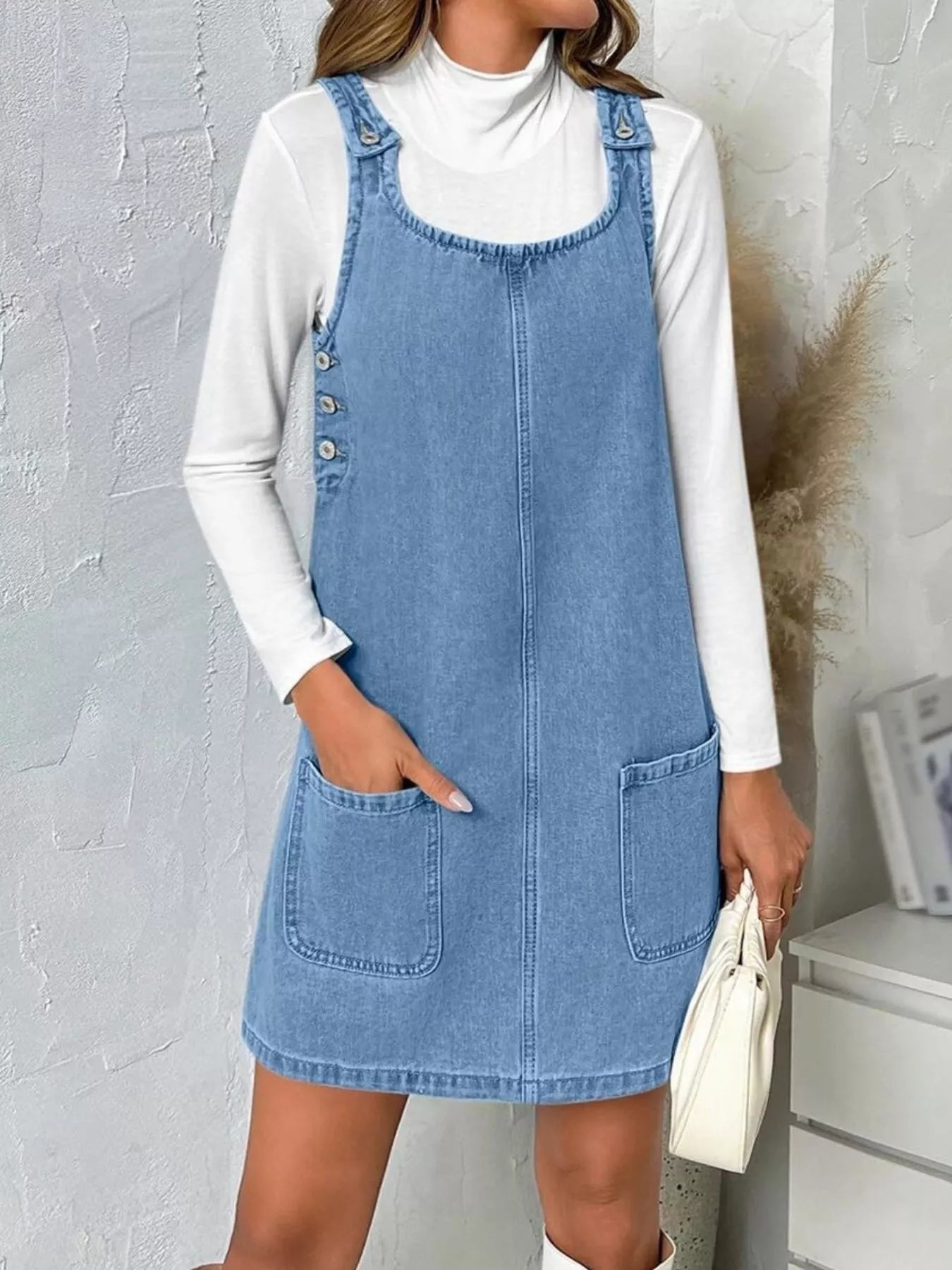 Casual Scoop Neck Sleeveless Denim Dress