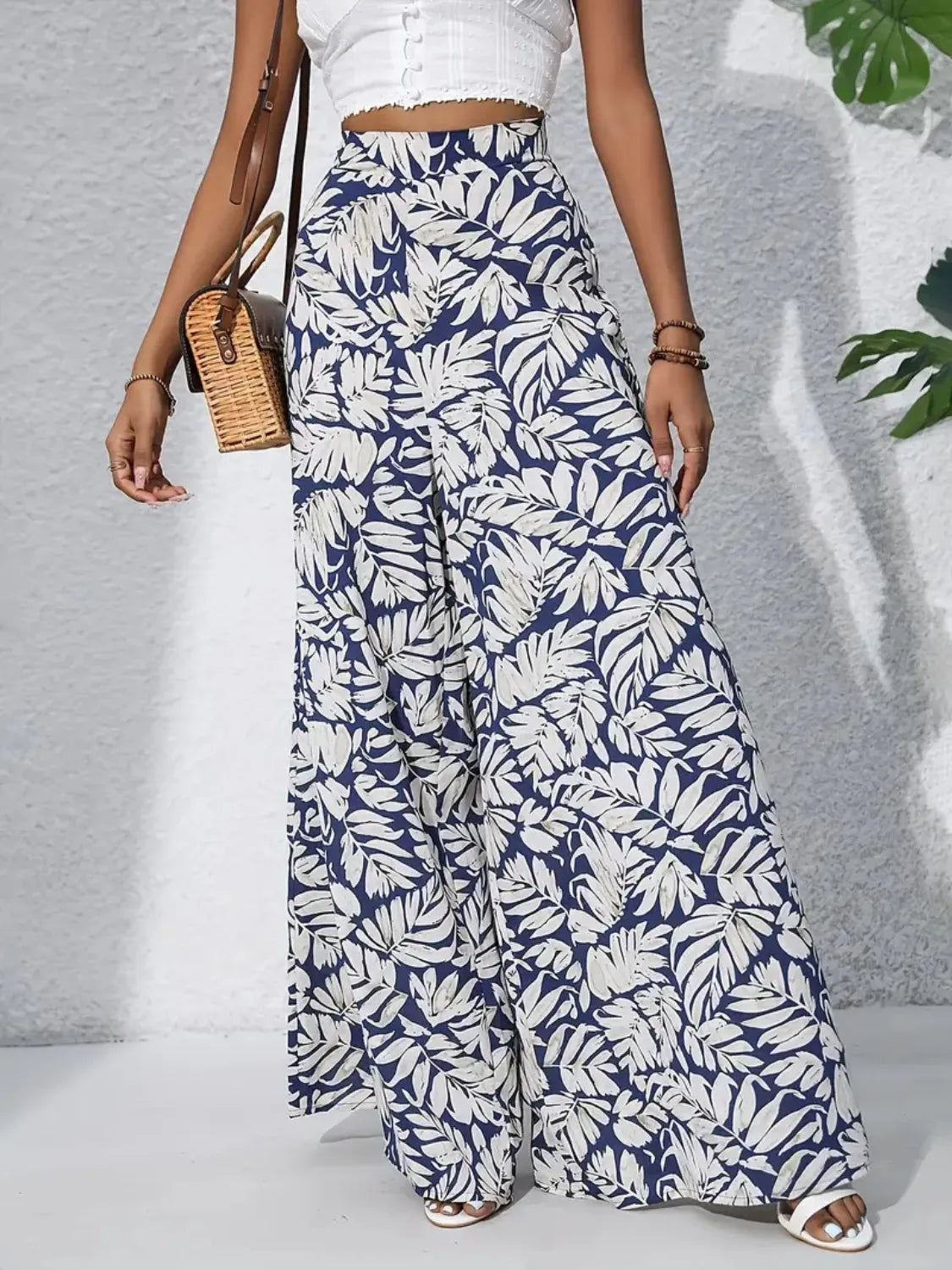 Printed High-Waist Wide Leg Pants