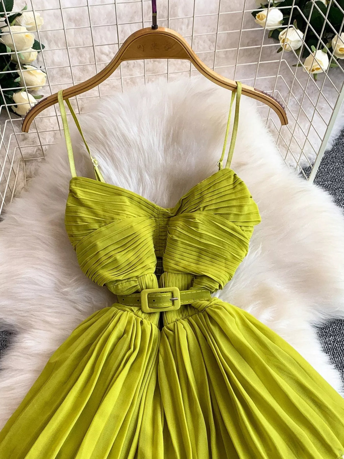 Pleated Layered Midi Dress
