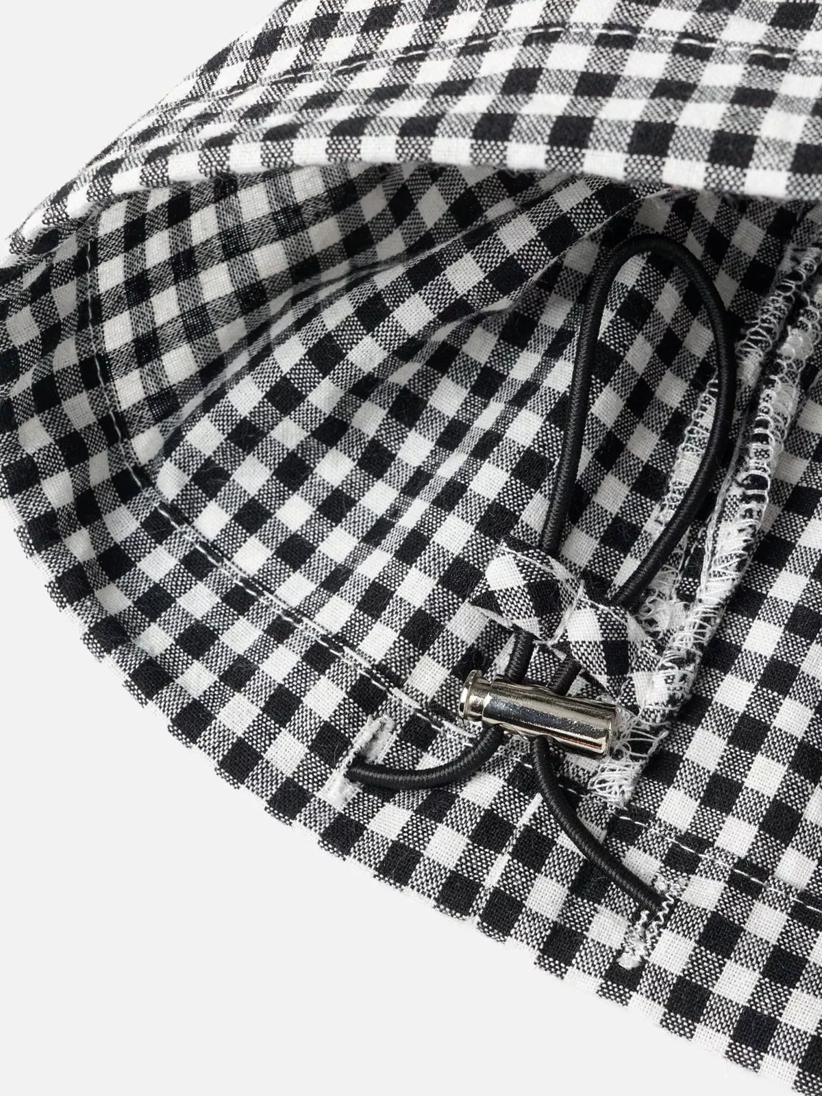 High-Waisted Gingham Drawstring Wide-Leg Pants