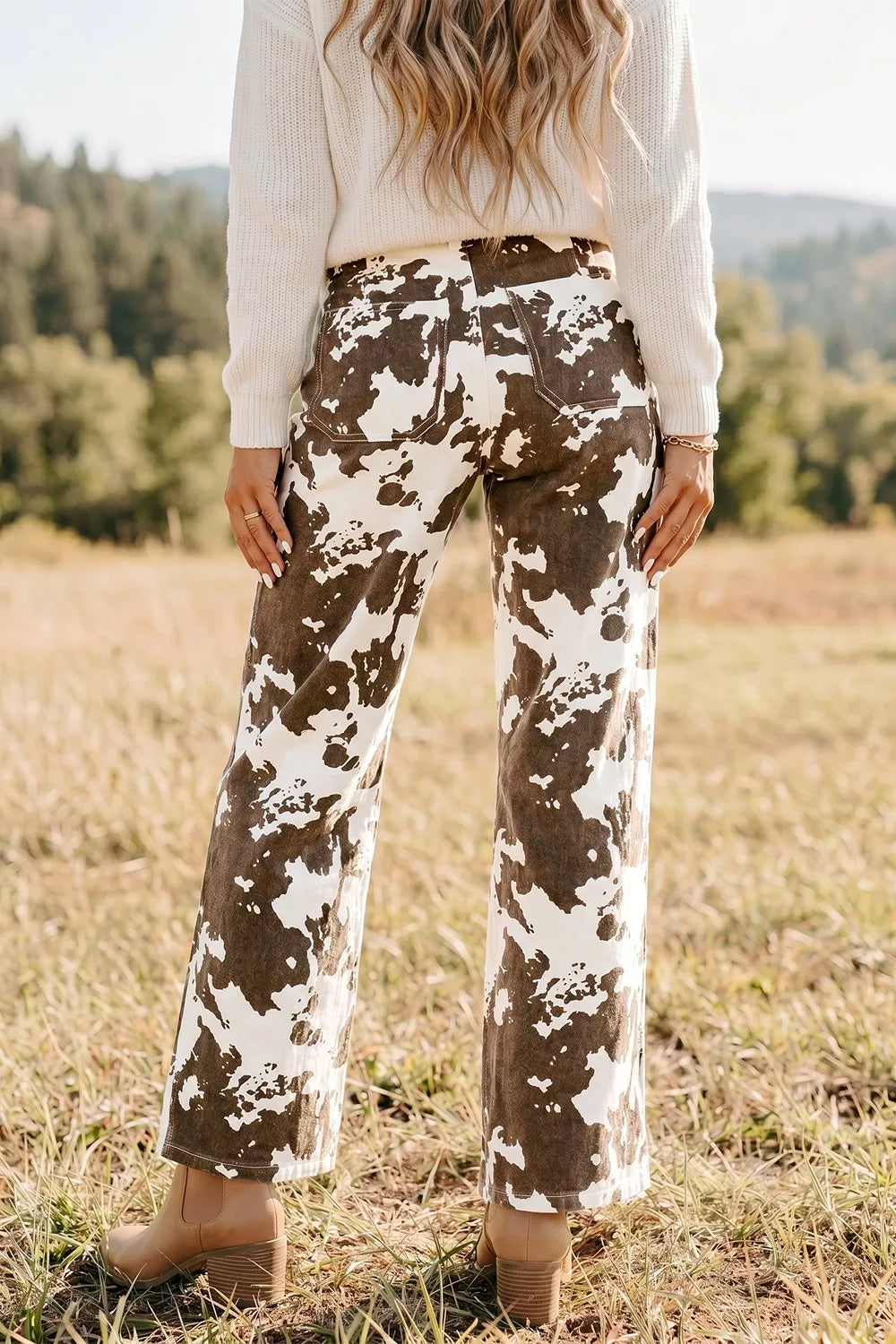 Western Style Regular Fit Jeans in Dark Brown