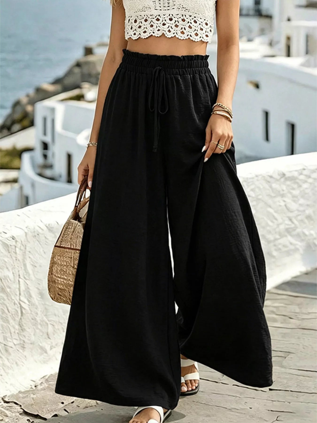 Wide Leg Drawstring Pants