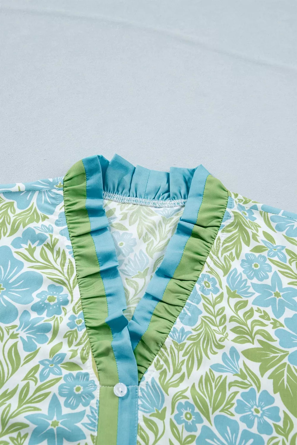 Floral Print Button-Up Mini Dress in Gum Leaf
