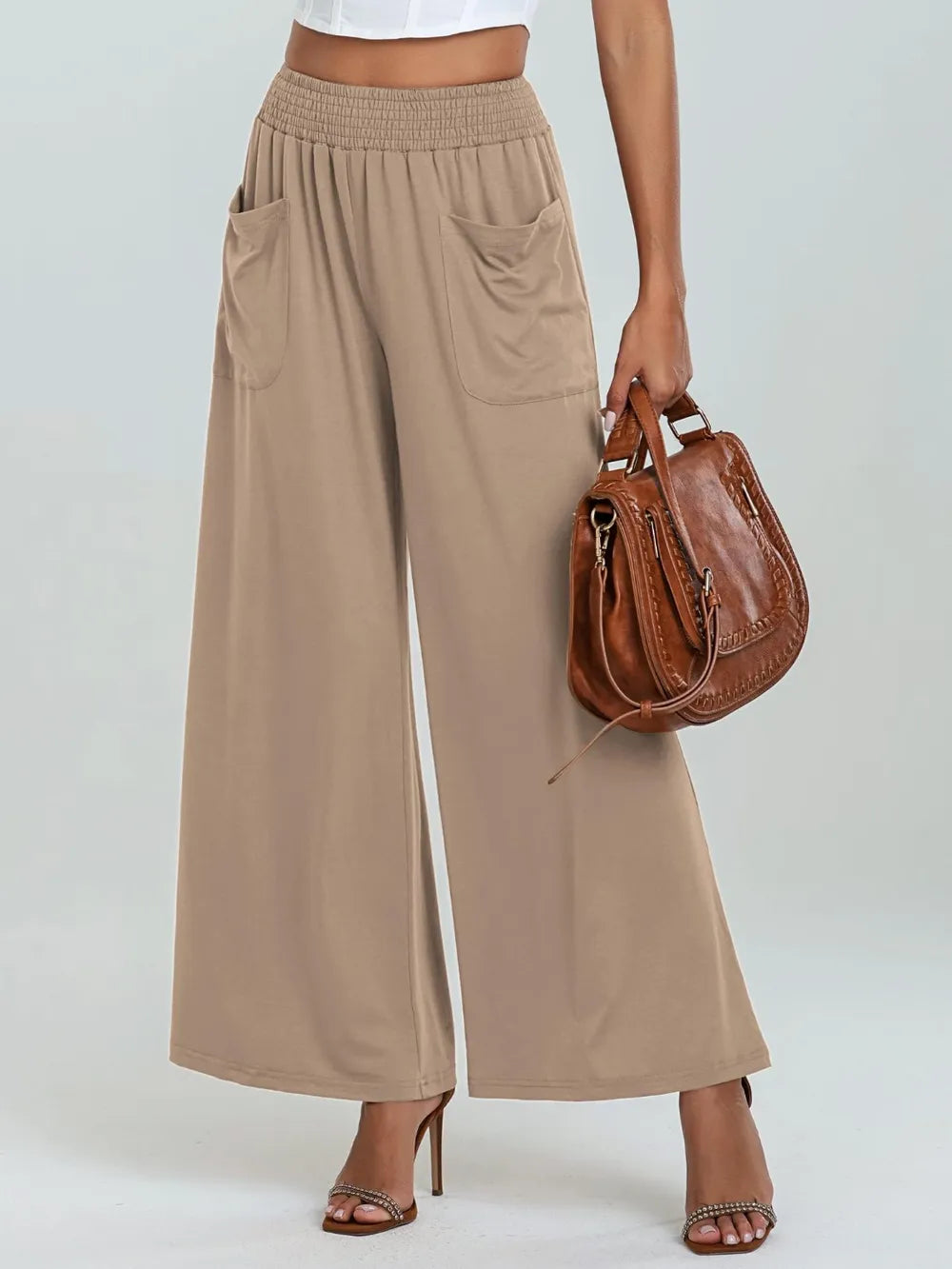 Elastic Waist Wide Leg Pants