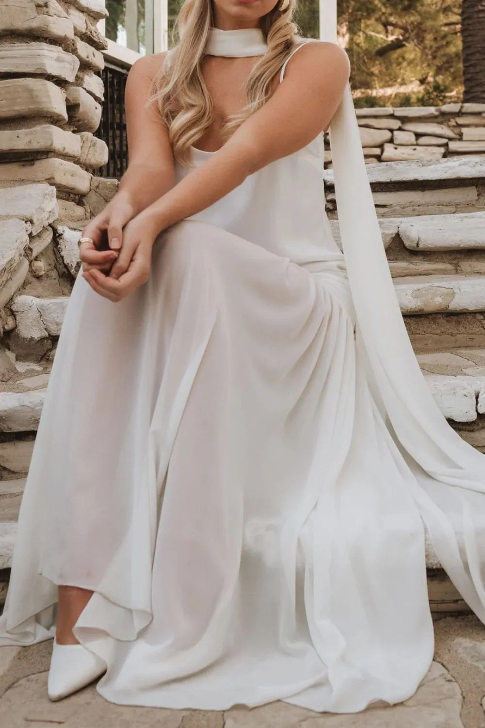 Adjustable Strap Mesh Cami Dress with Scarf