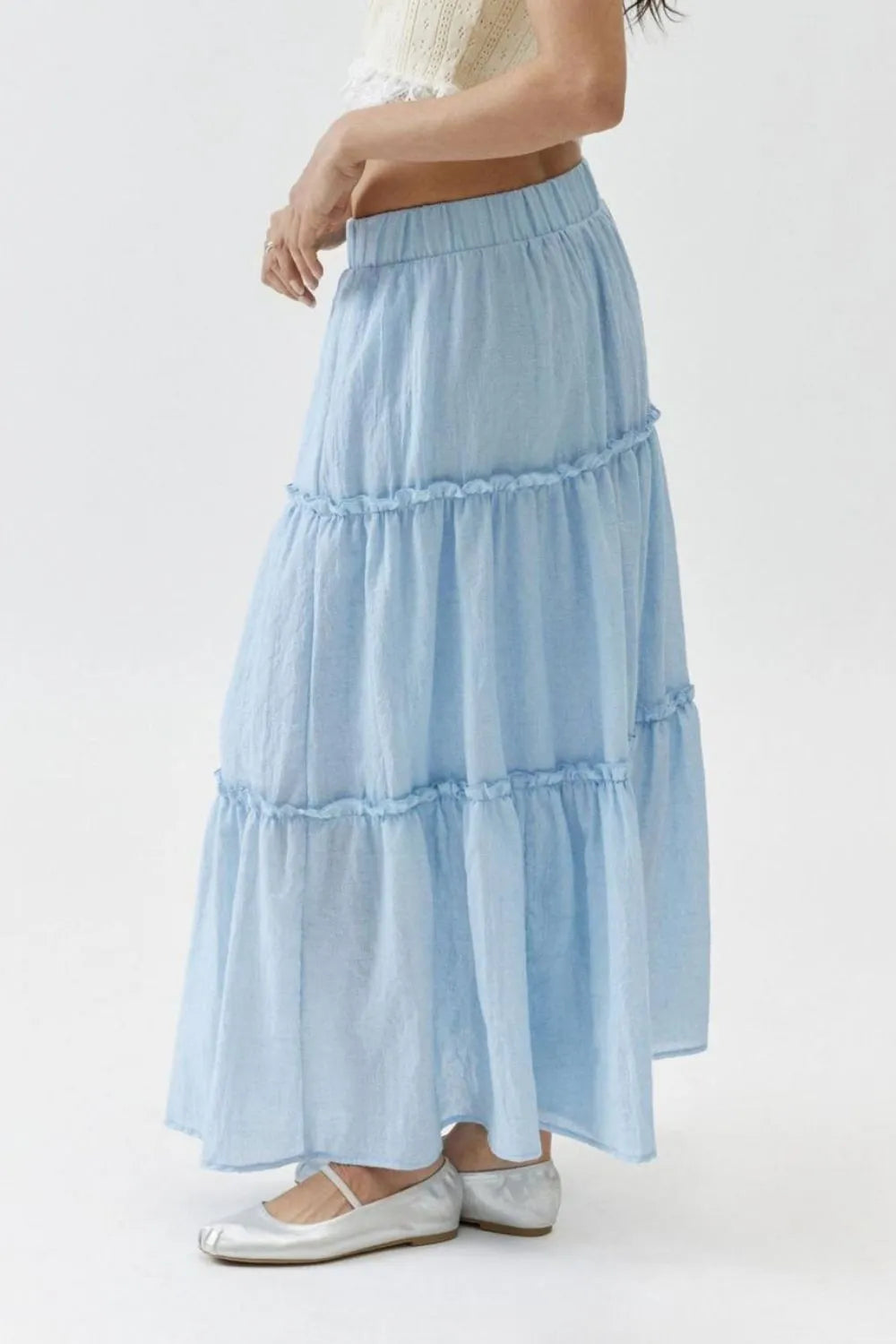 Frill Elastic Waist Skirt by Mystique Q