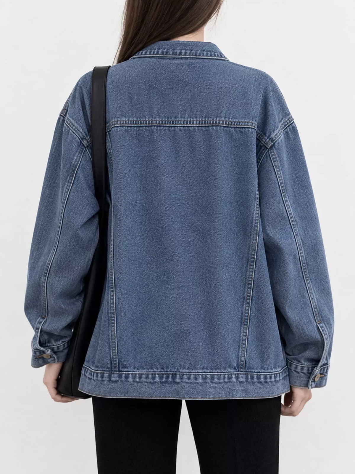 Oversized Denim Jacket with Utility Pockets