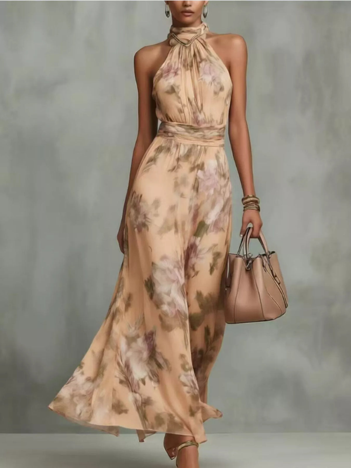 Floral Print Tiered Maxi Dress, Plus Size
