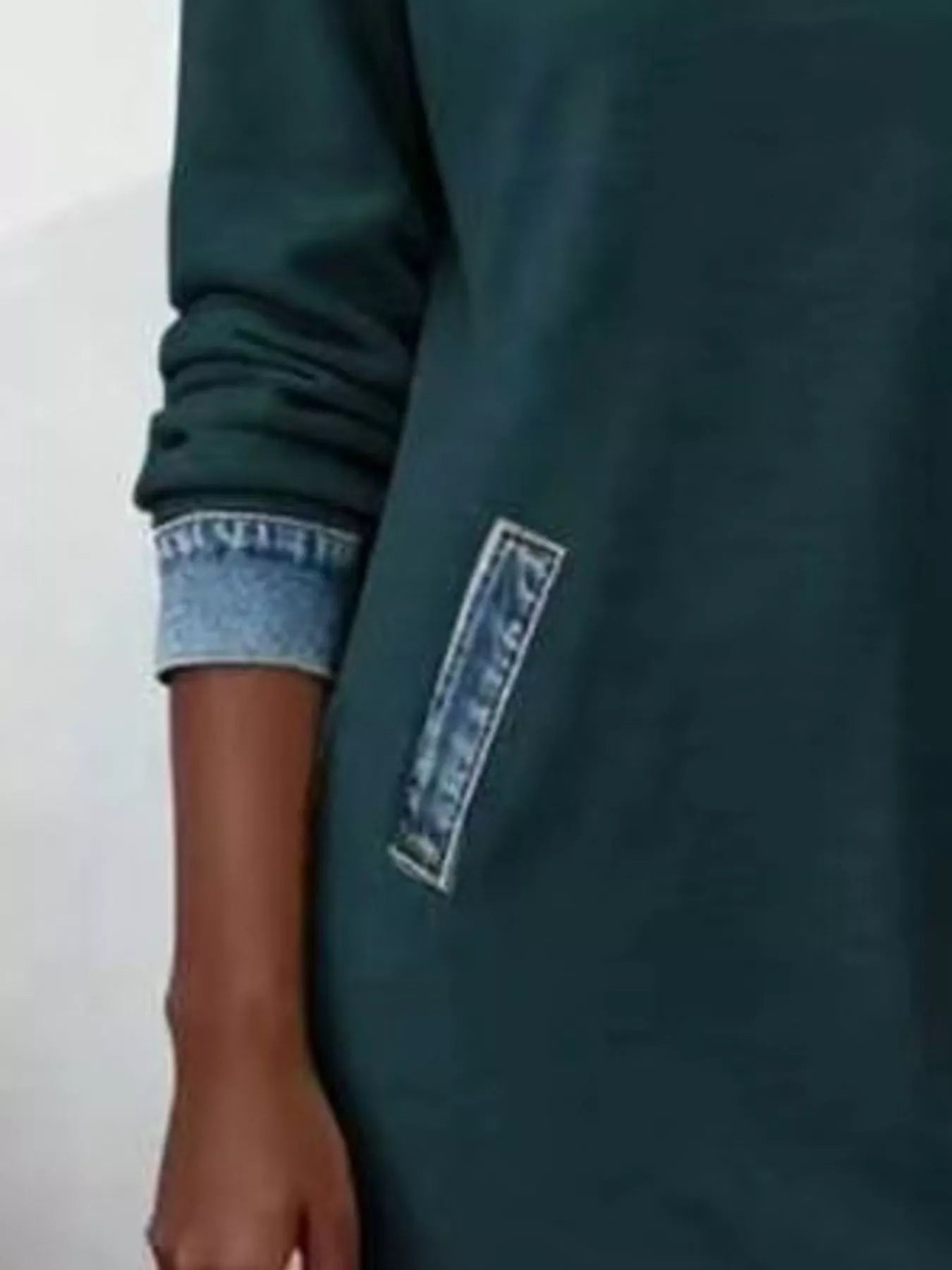 Hooded Denim Patchwork Sweatshirt Dress
