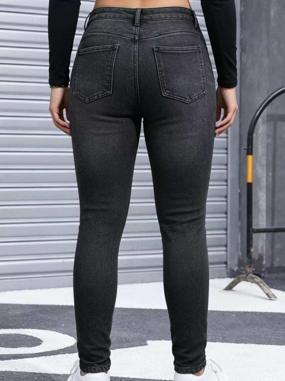 High-Waisted Fleece-Lined Skinny Jeans