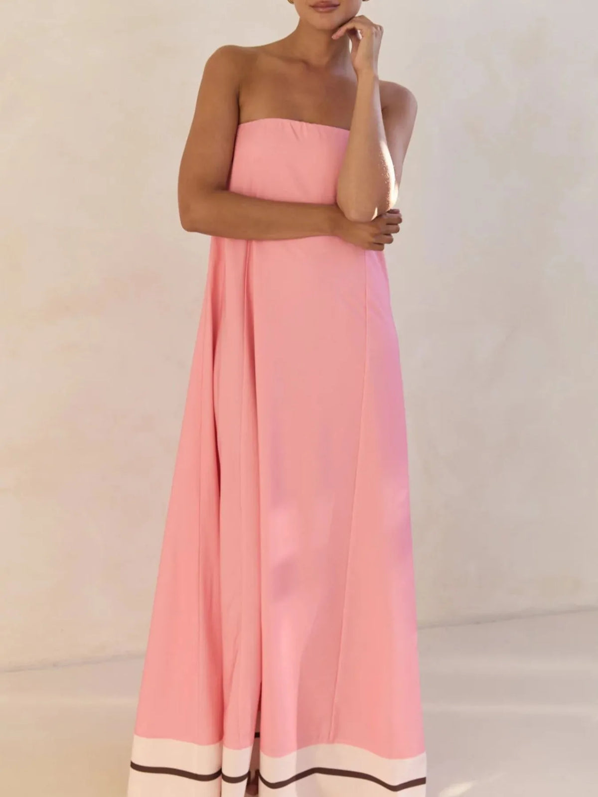 Smocked Printed Tube Maxi Dress