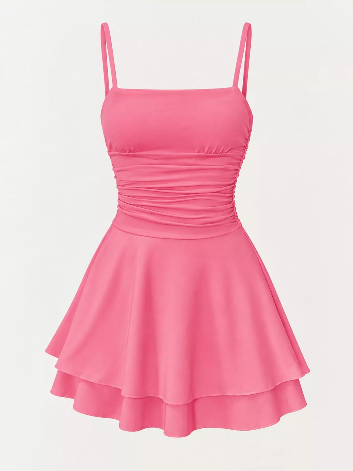 Ruched Spaghetti Strap Mini Dress