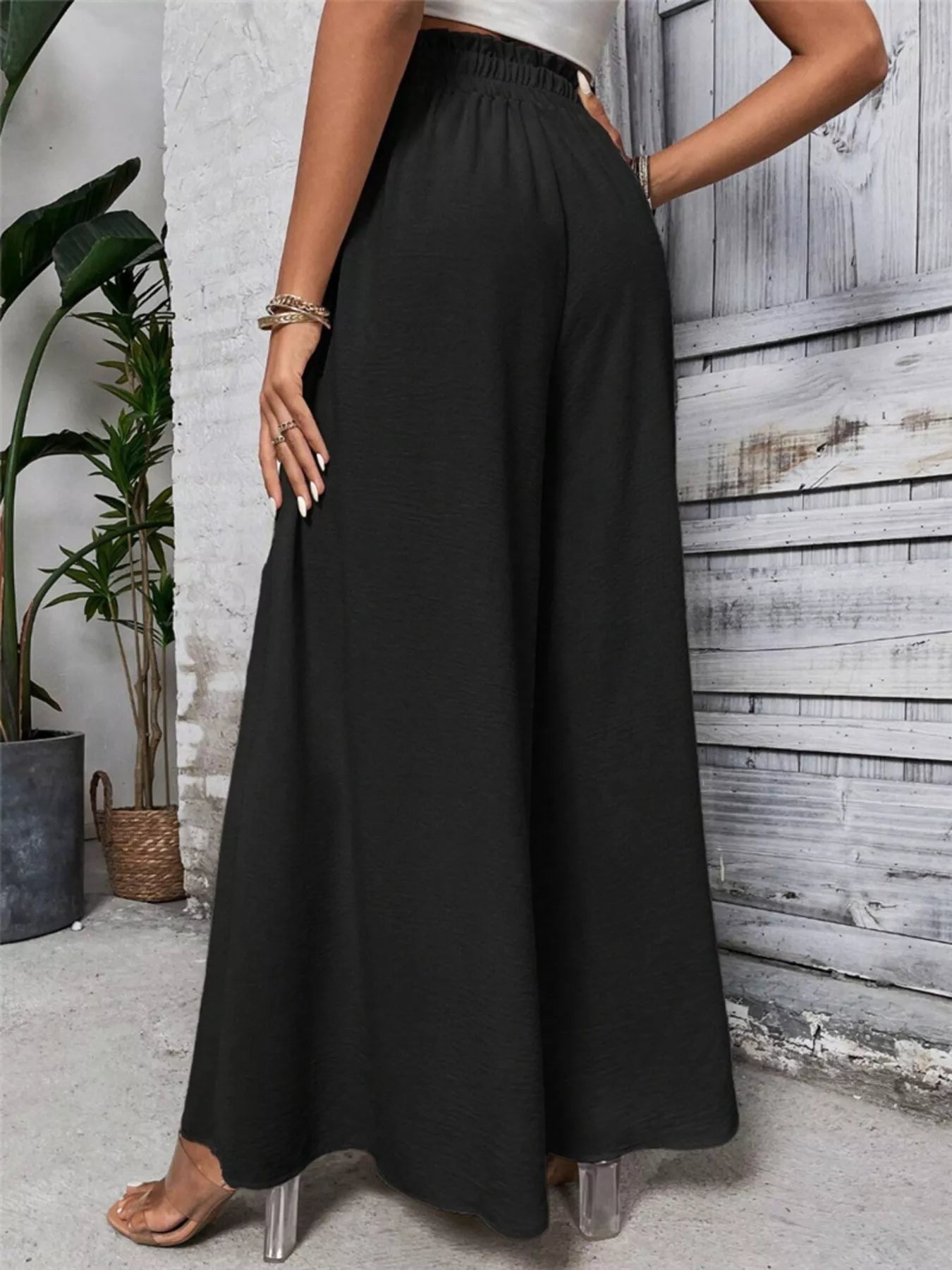 Frill-Detail Wide-Leg Pants
