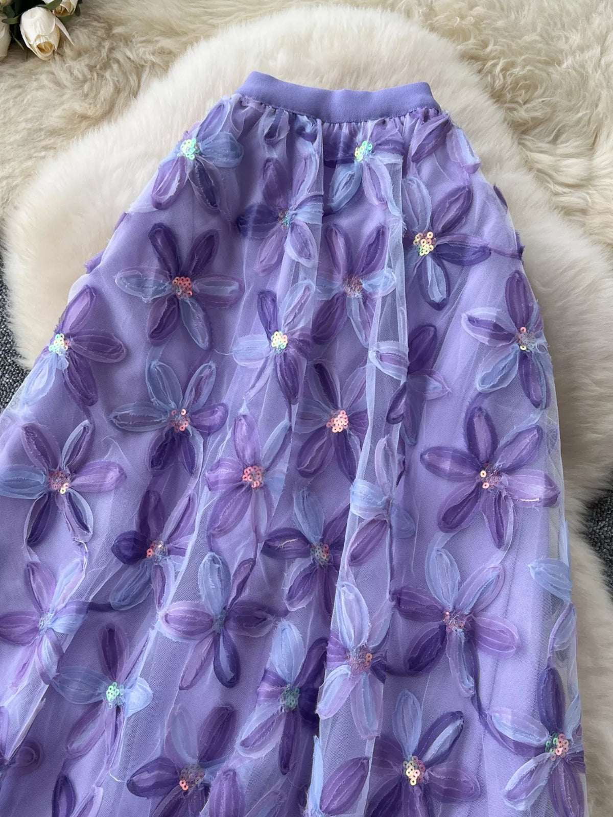 Floral Mesh Layered Skirt