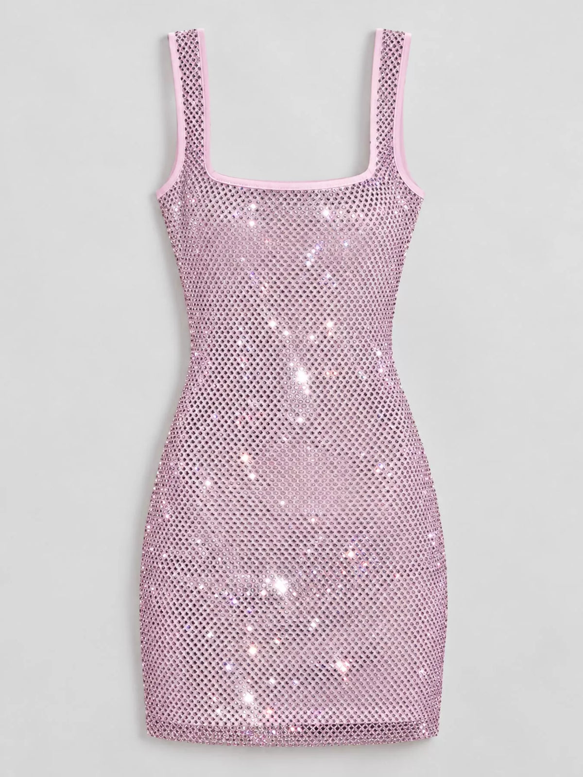 Backless Rhinestone Mesh Bodycon Mini Dress