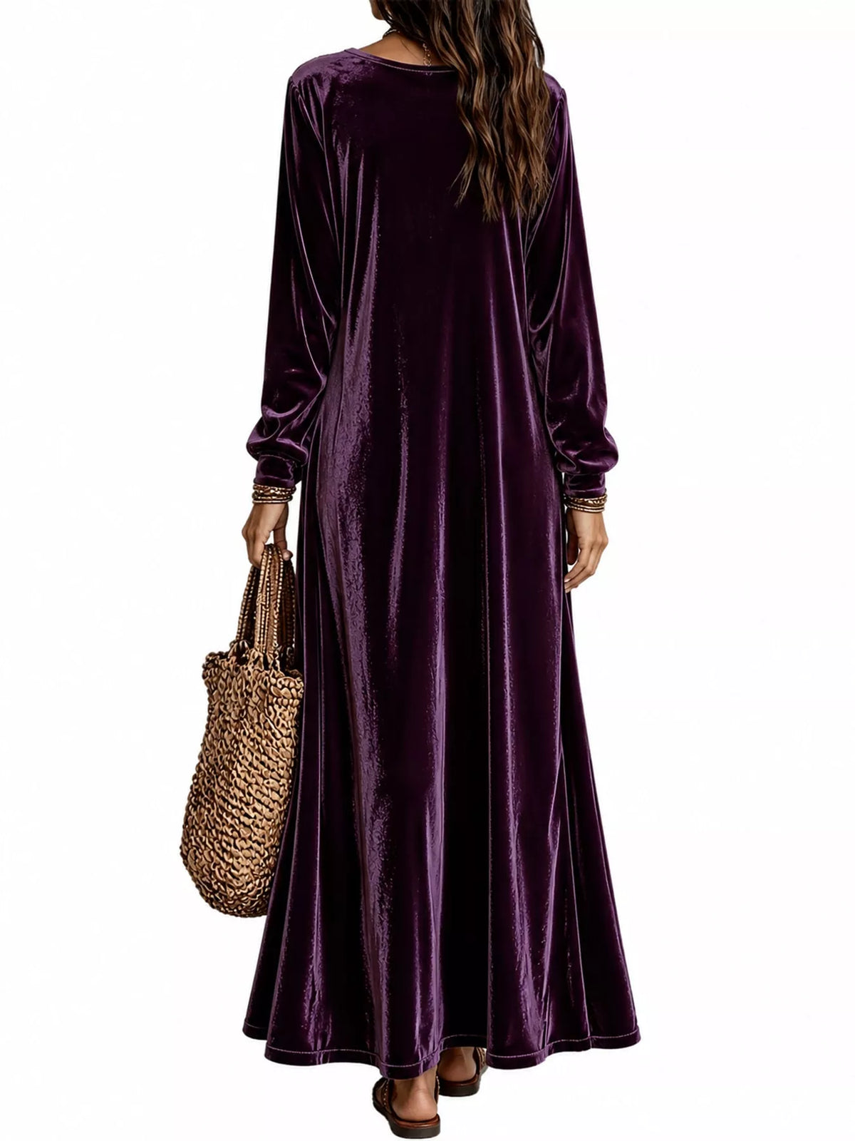 Velvet Long-Sleeve Maxi Dress