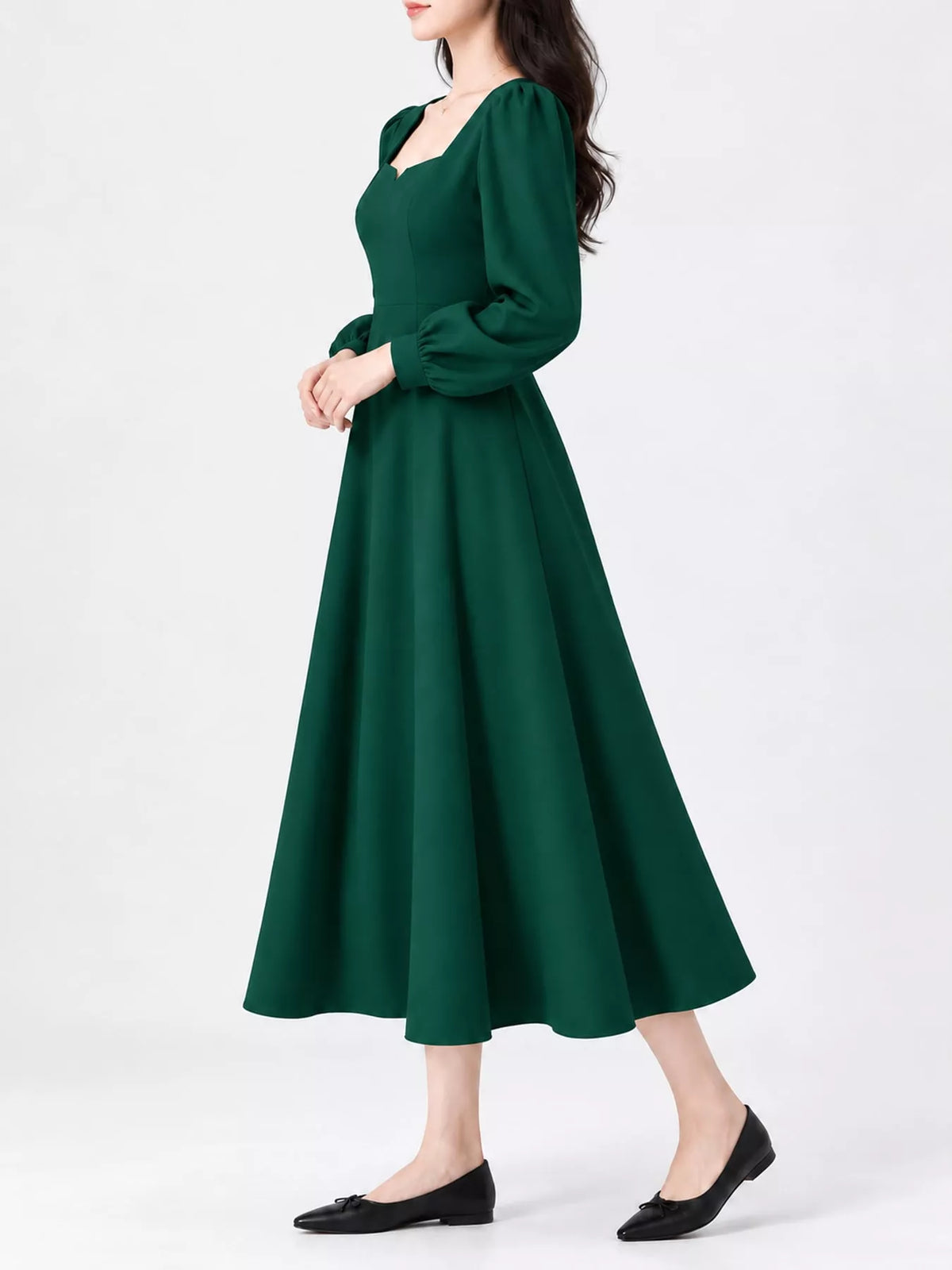 Long Sleeve A-Line Midi Dress