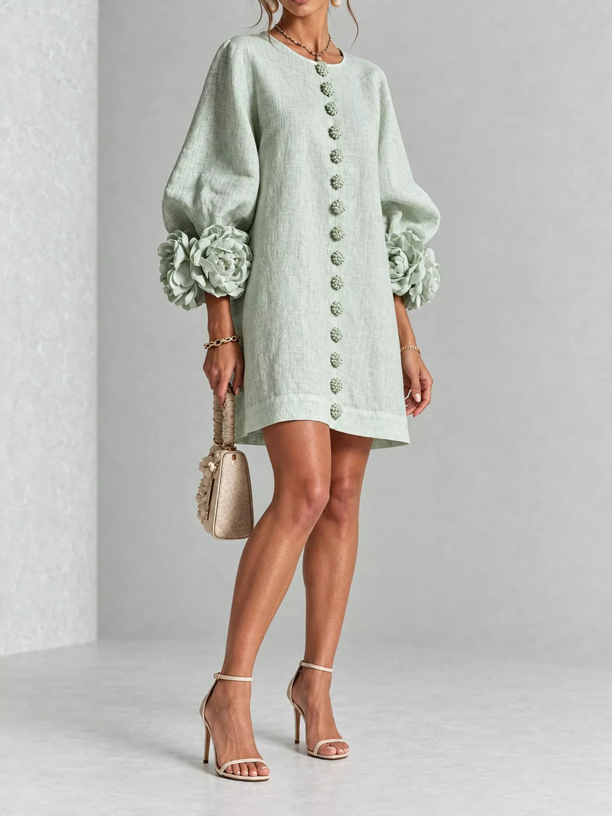 3D Floral Applique Mini Dress