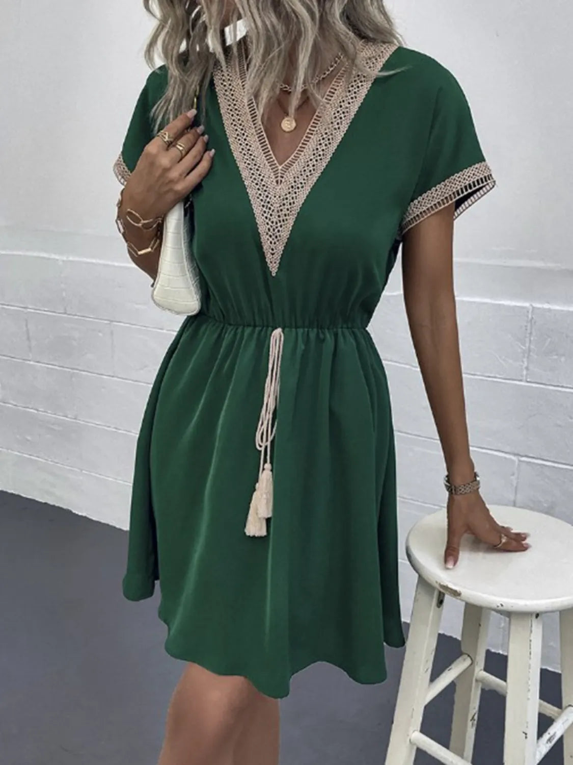 V-Neck Short Sleeve Plus Size Dress