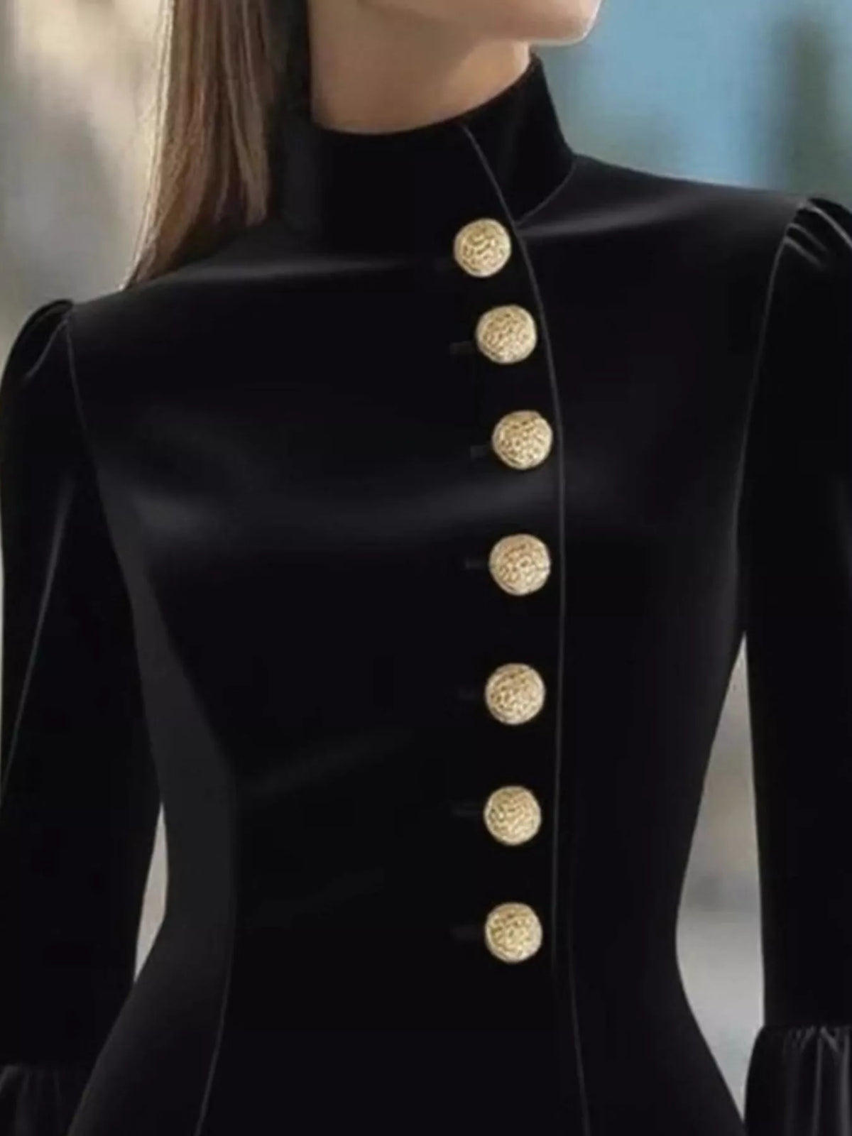 Bell Sleeve Mini Dress with Front Buttons