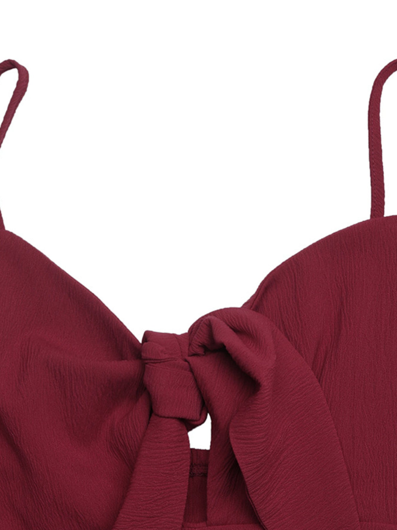 Bow-Knot Spaghetti Strap Romper in Burgundy