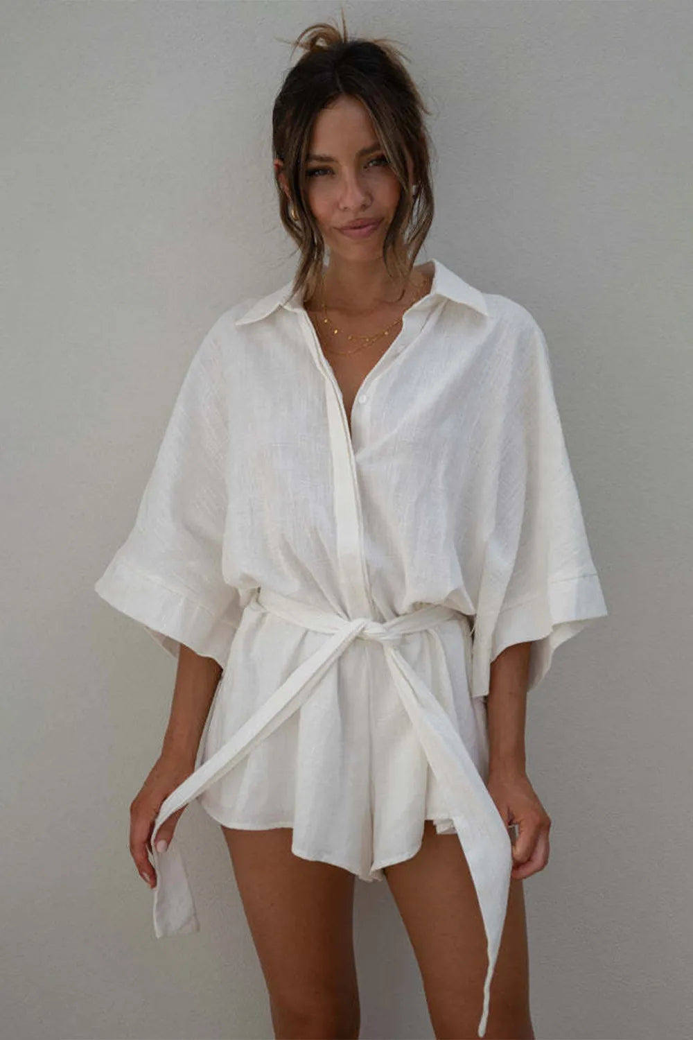 Collared Button-Up Romper