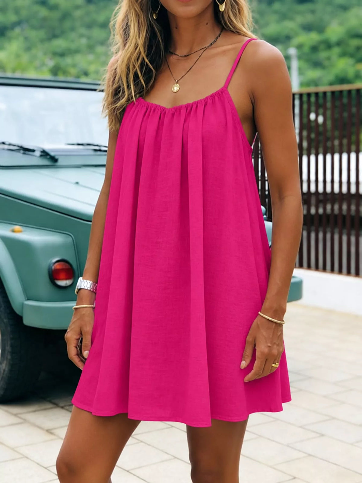 Backless Spaghetti Strap A-Line Mini Dress
