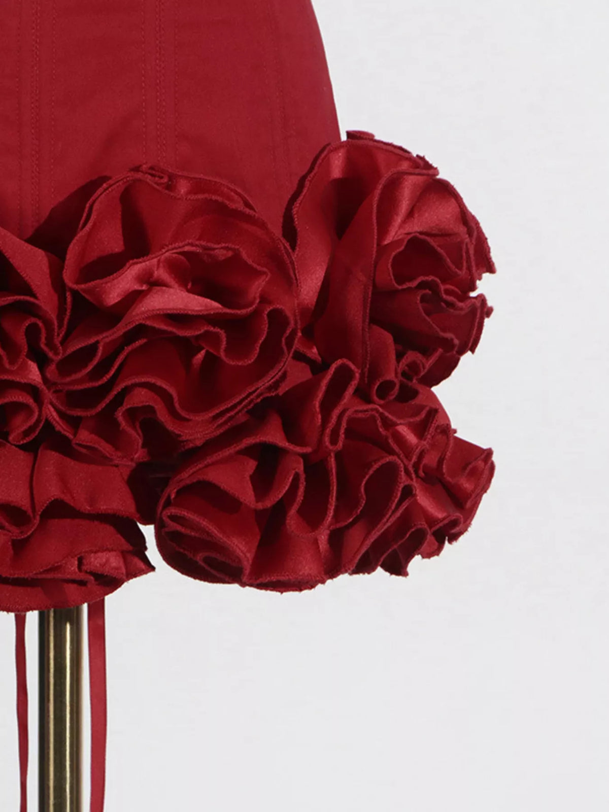 Ruffled Hem Tube Mini Dress in Red
