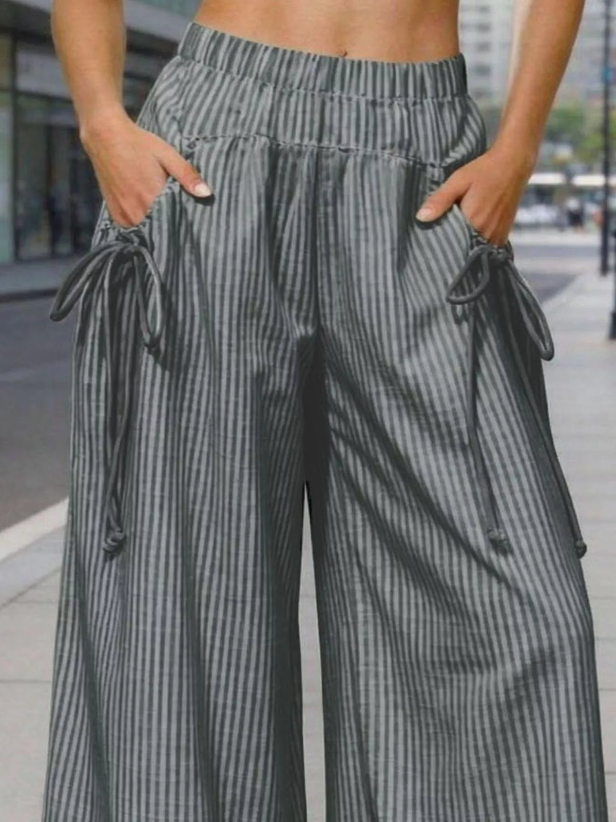 High-Waisted Striped Wide-Leg Pants