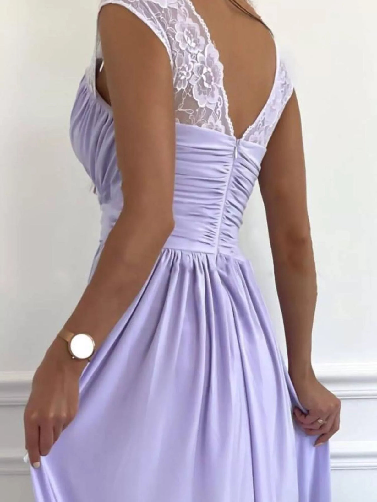 Lace Detail High Slit Maxi Dress