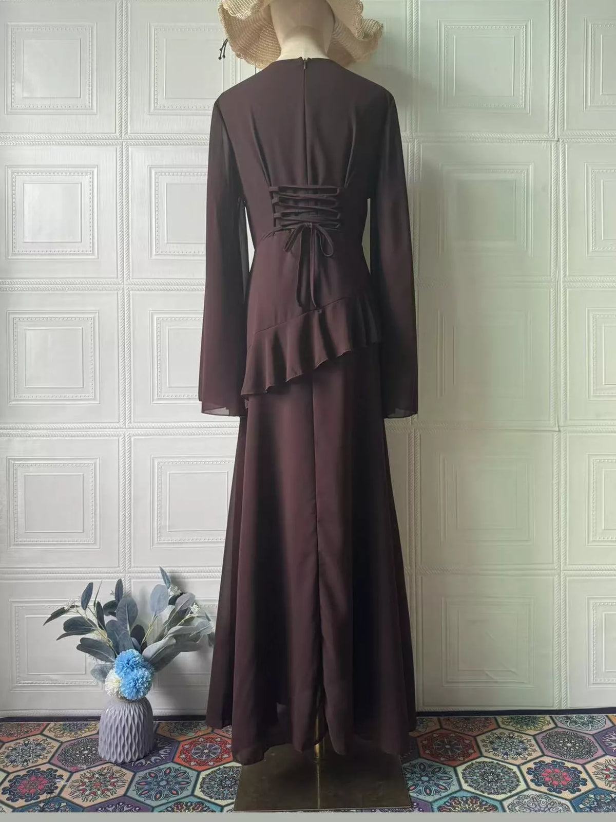 Ruffled Flare Sleeve Maxi Dress
