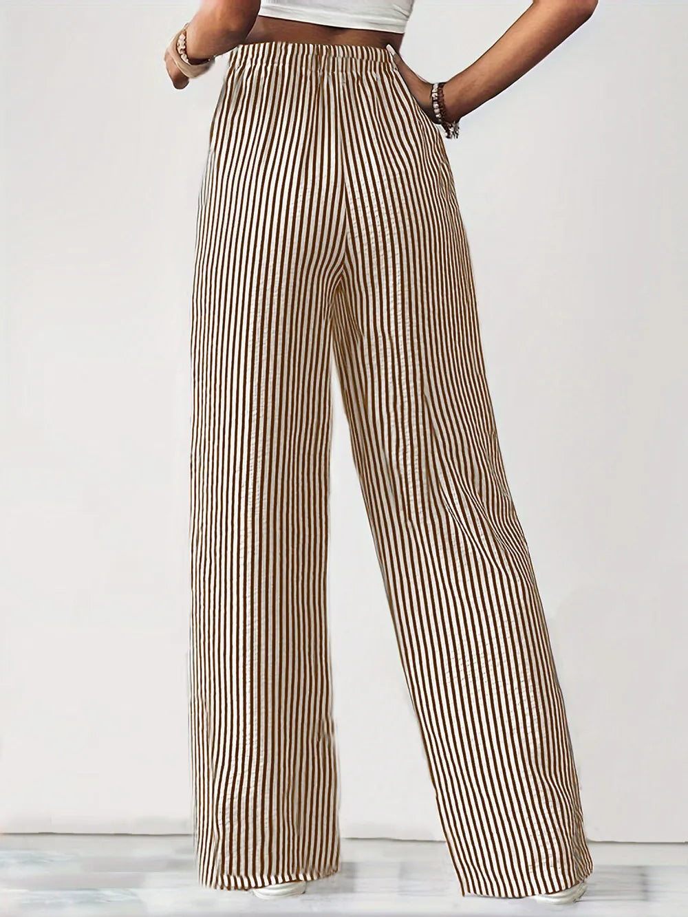 Striped Drawstring Elastic-Waist Pants