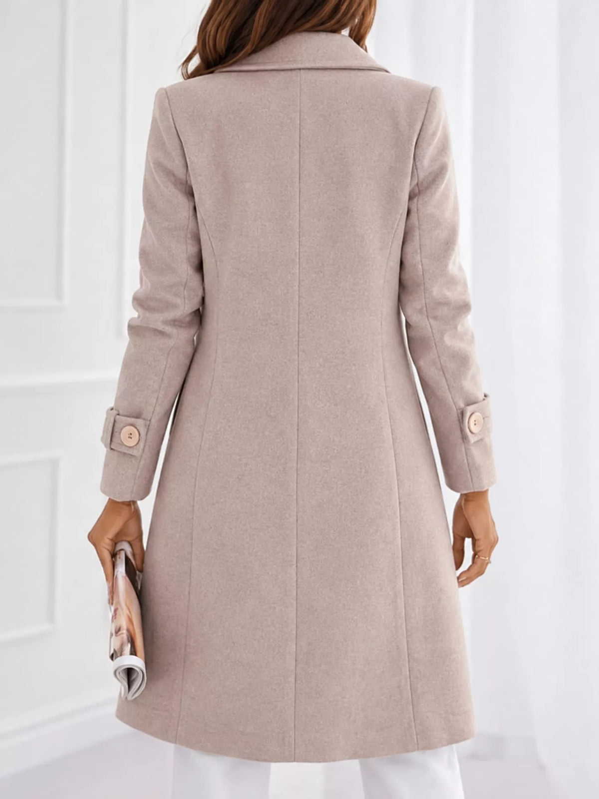 Double-Breasted Long Trench Coat