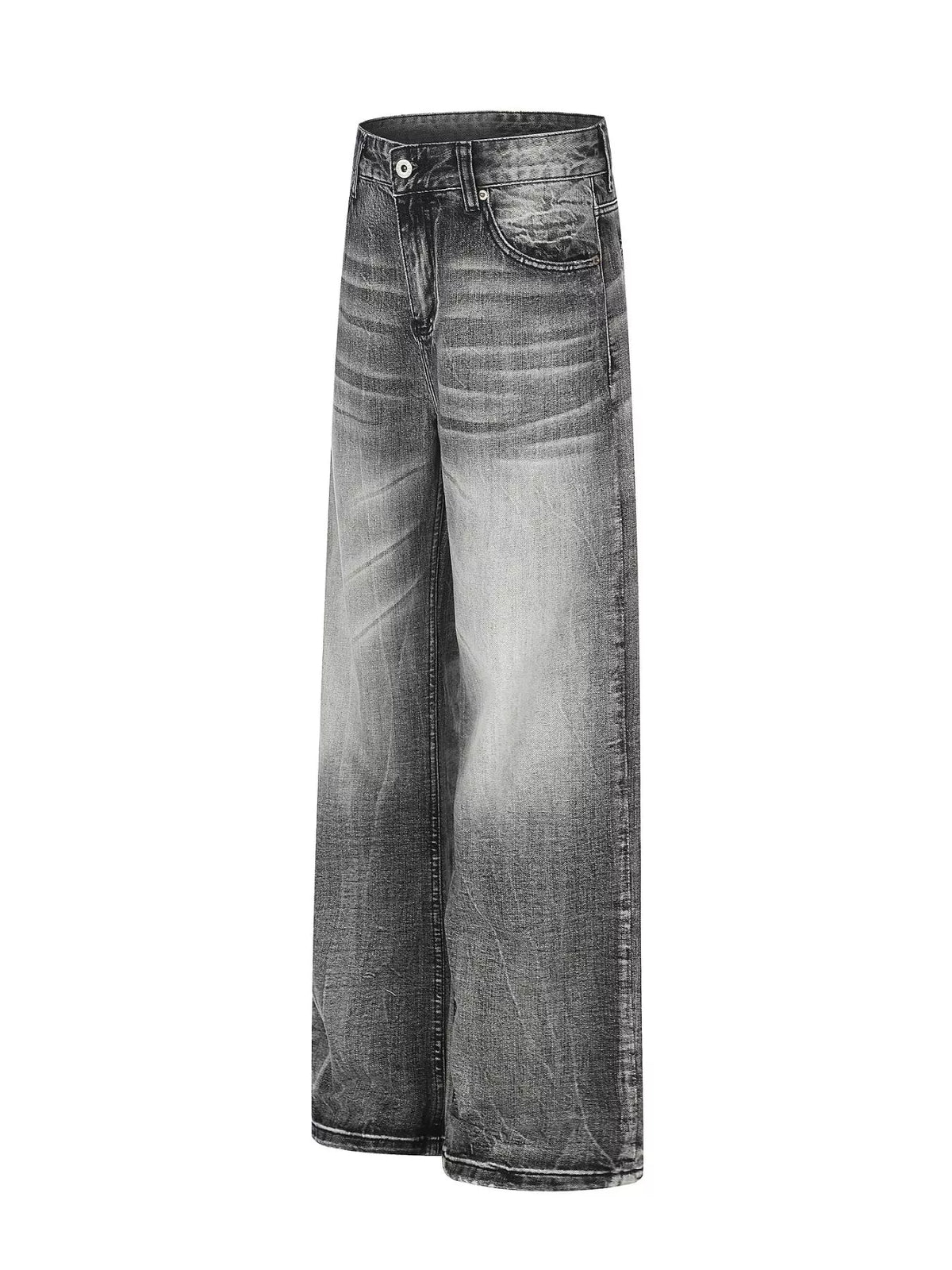 Vintage Wash Wide Leg Jeans in Black by TrendMaster