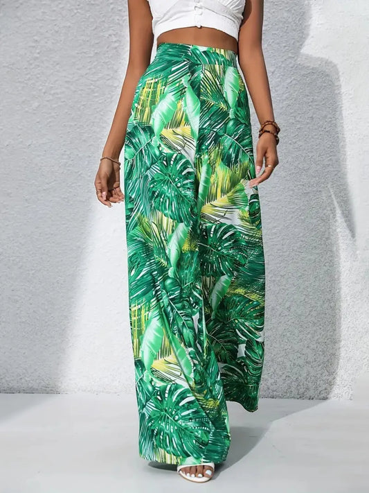 Printed High-Waist Wide Leg Pants