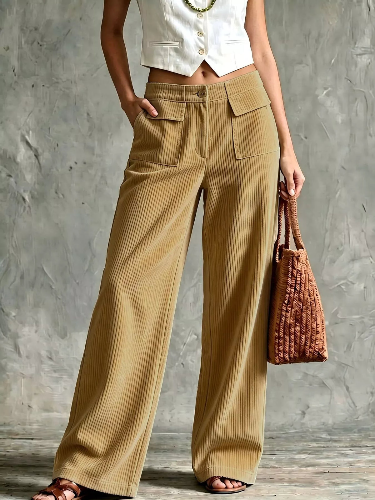 Wide-Leg Corduroy Pants