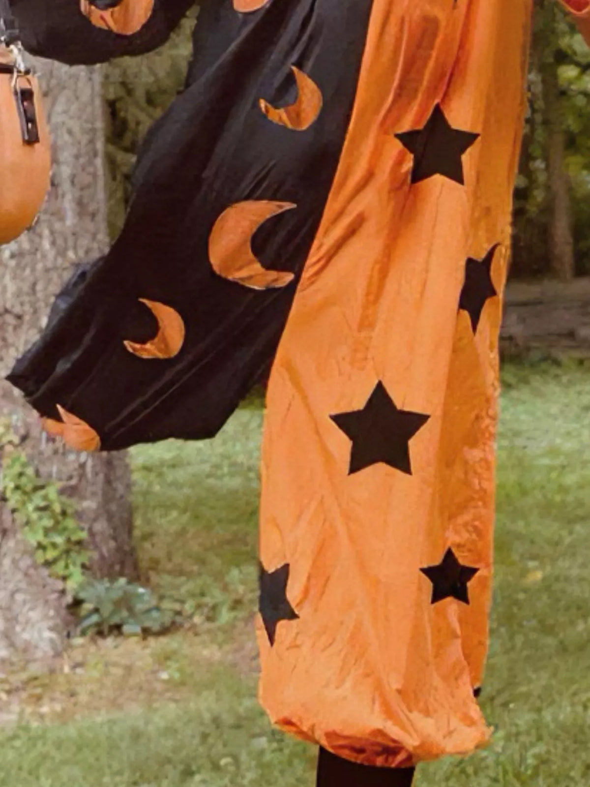 Two-Tone Star and Moon Print Jumpsuit in Tangerine