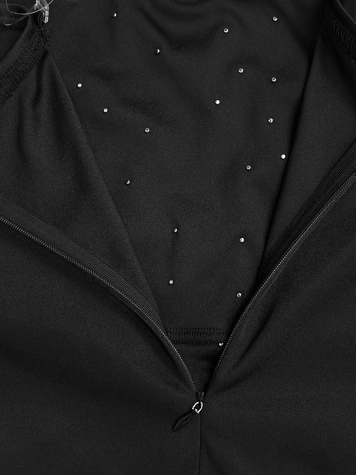 Rhinestone Pearl One-Shoulder Mermaid Dress in Black