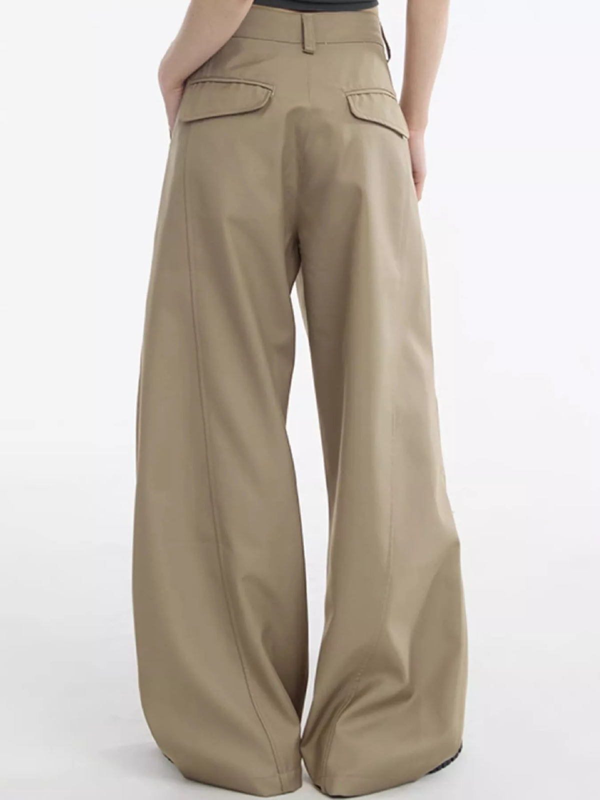 Buttoned Wide-Leg Cargo Pants