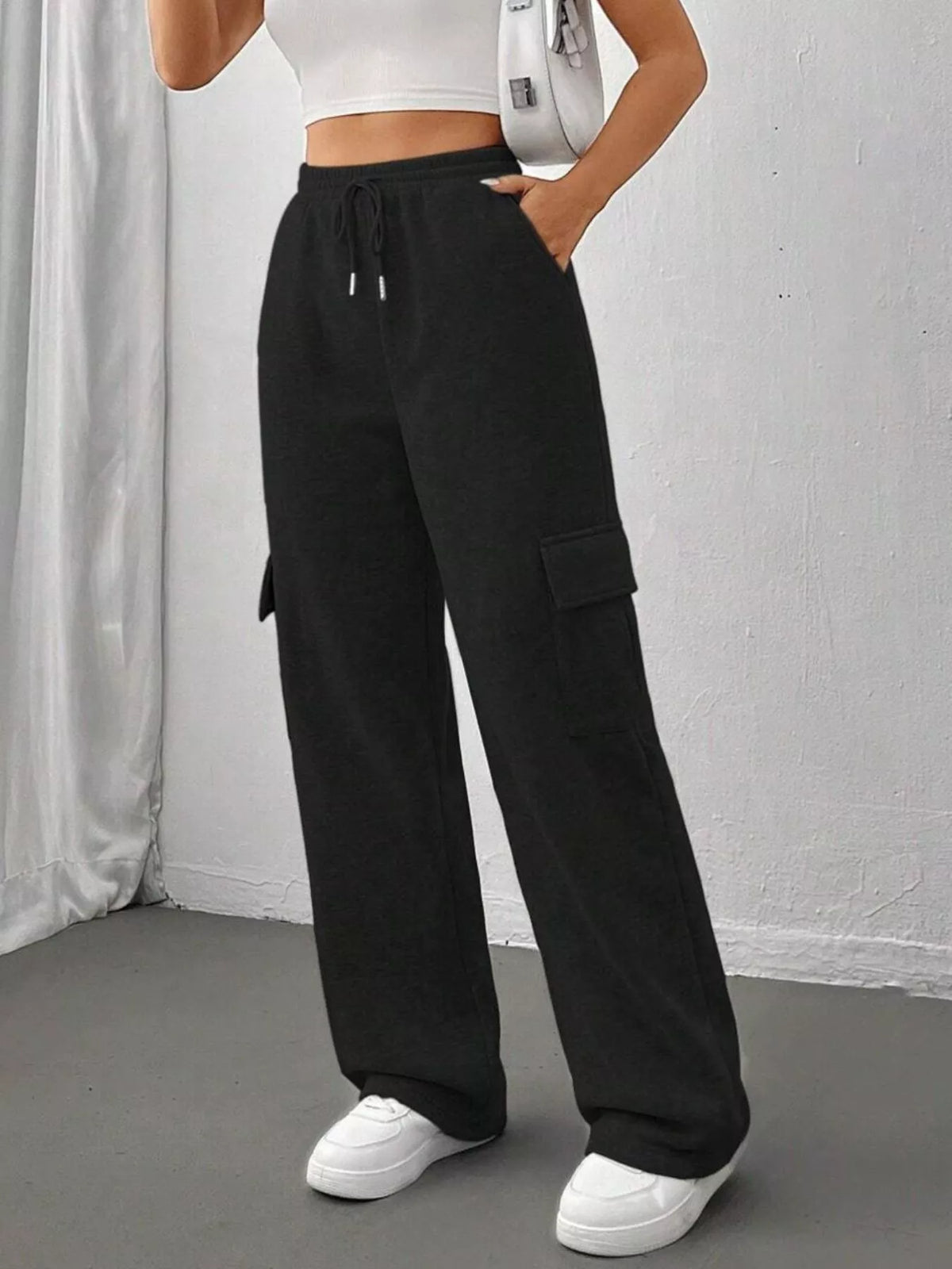 Relaxed Fit Drawstring Waist Pants