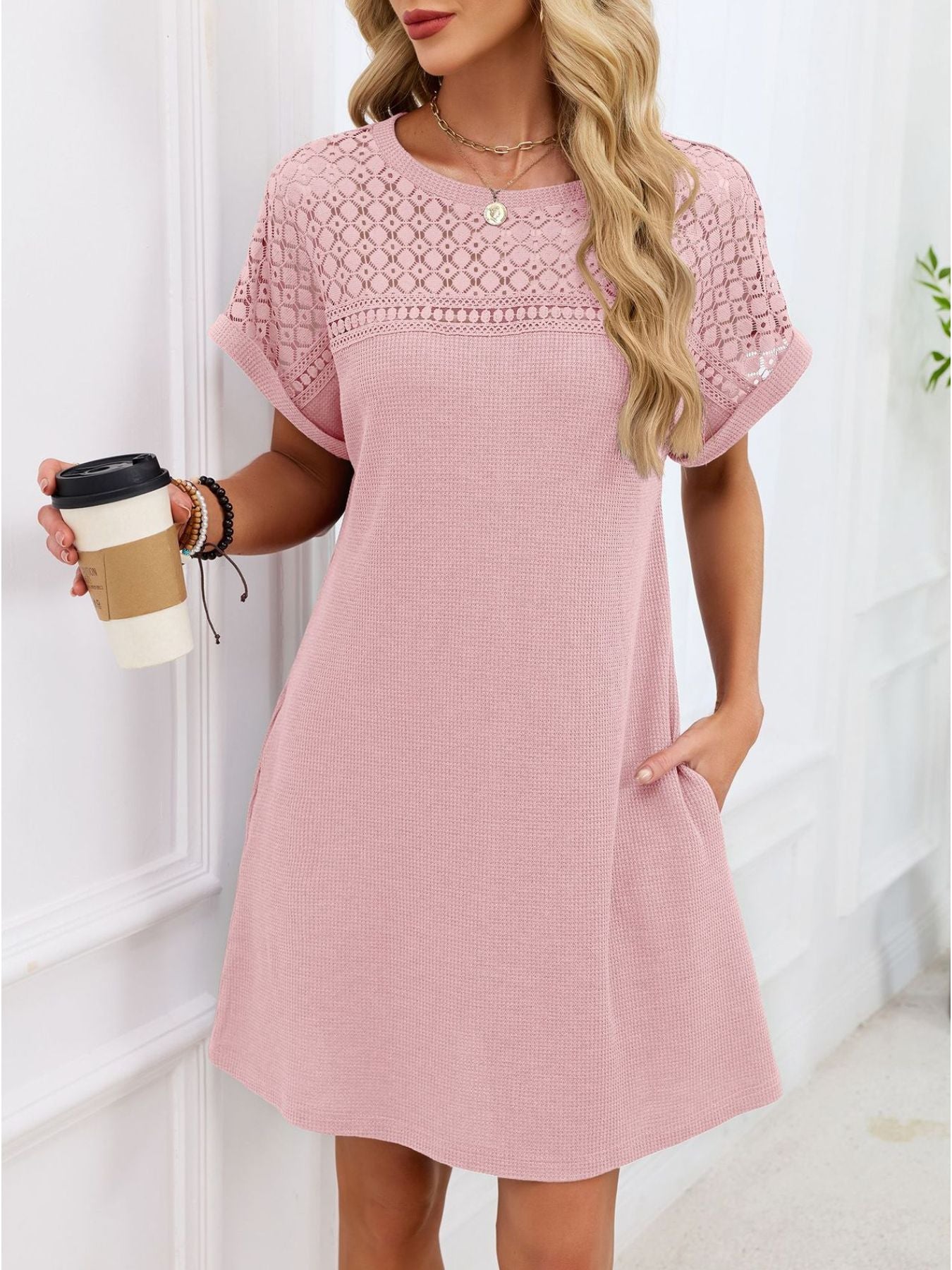 Lace Cutout T-Shirt Dress