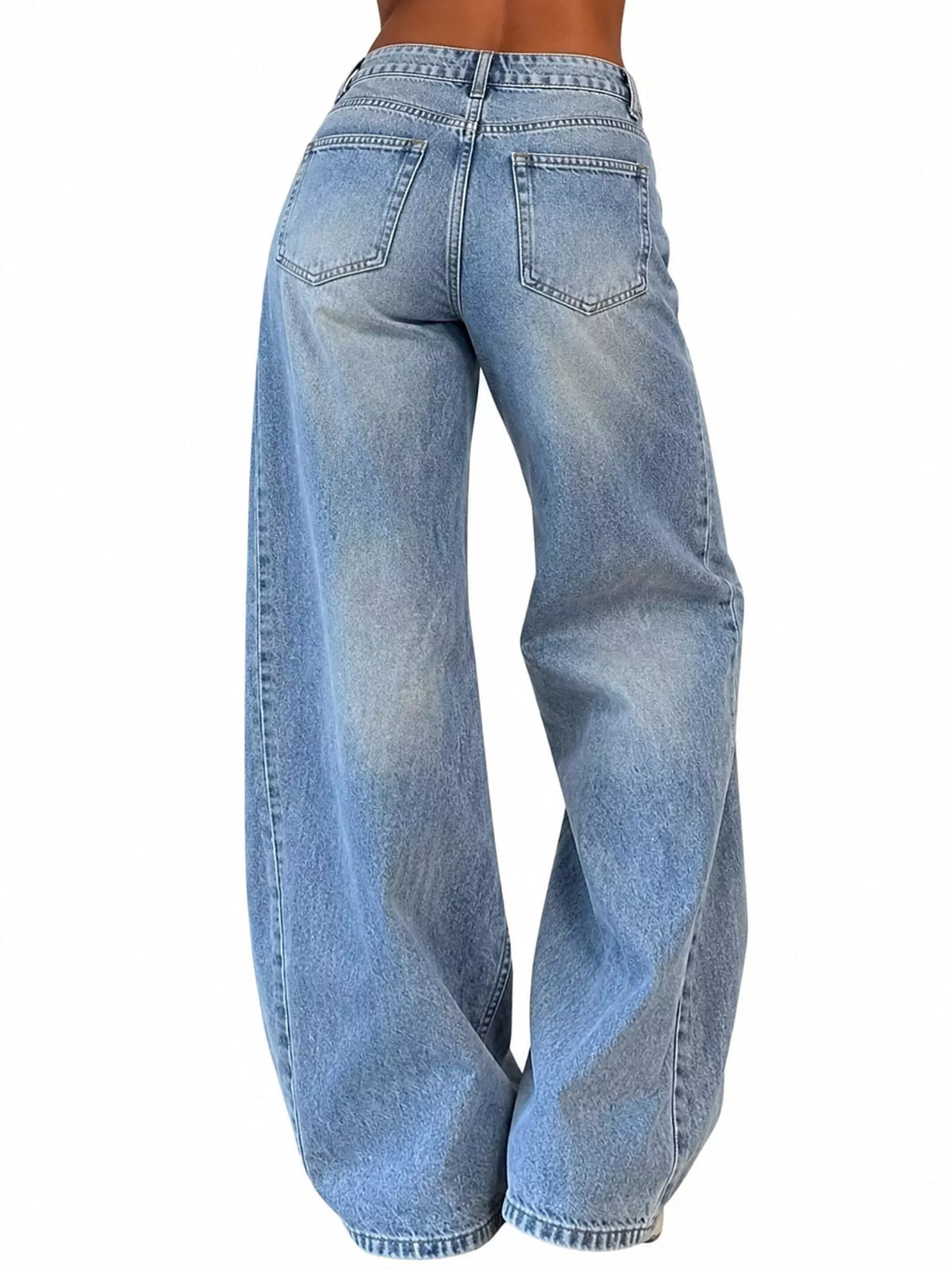 Wide-Leg Vintage Wash Jeans