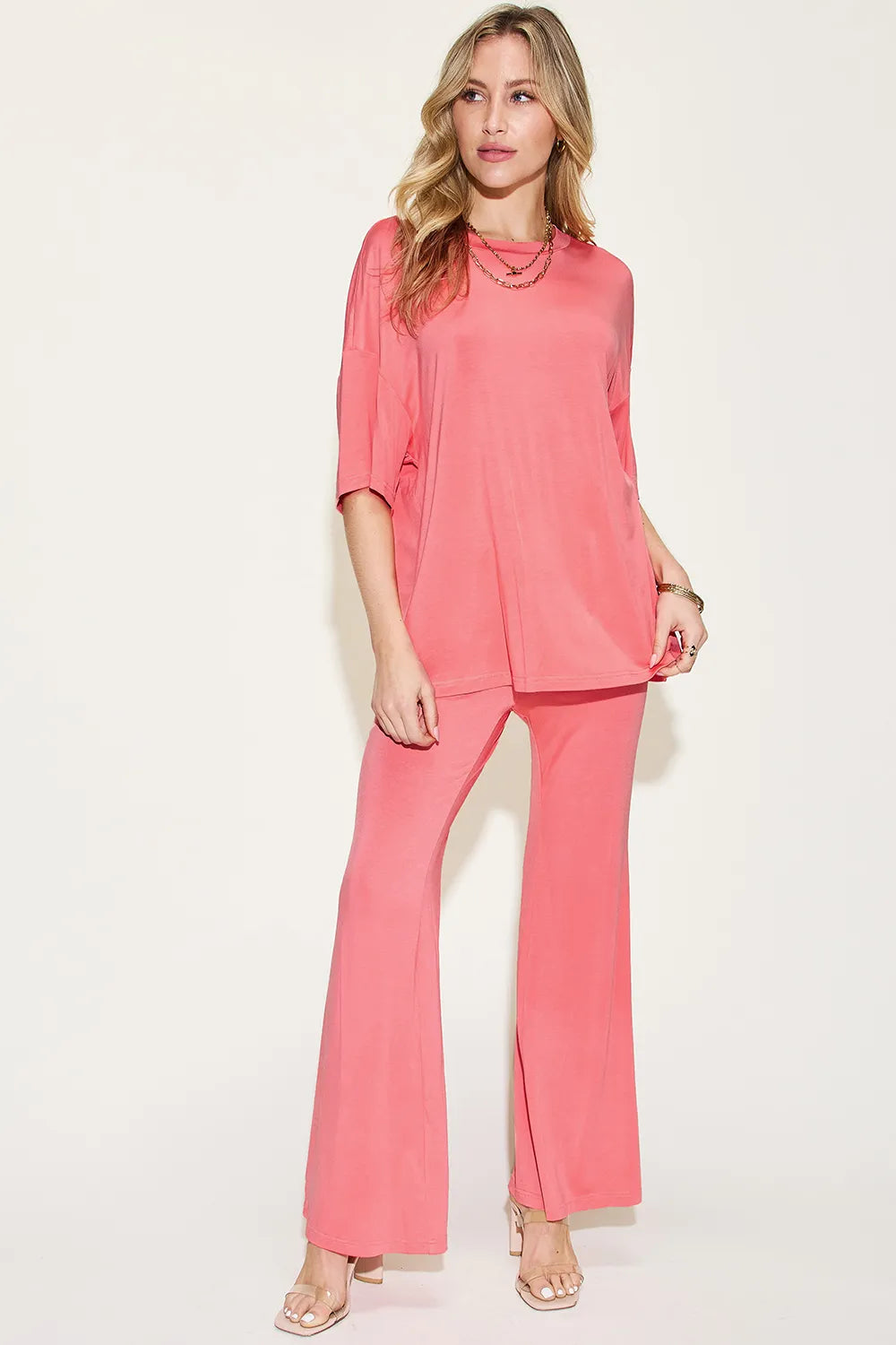 Basic Bae Bamboo T-Shirt and Flare Pants Set