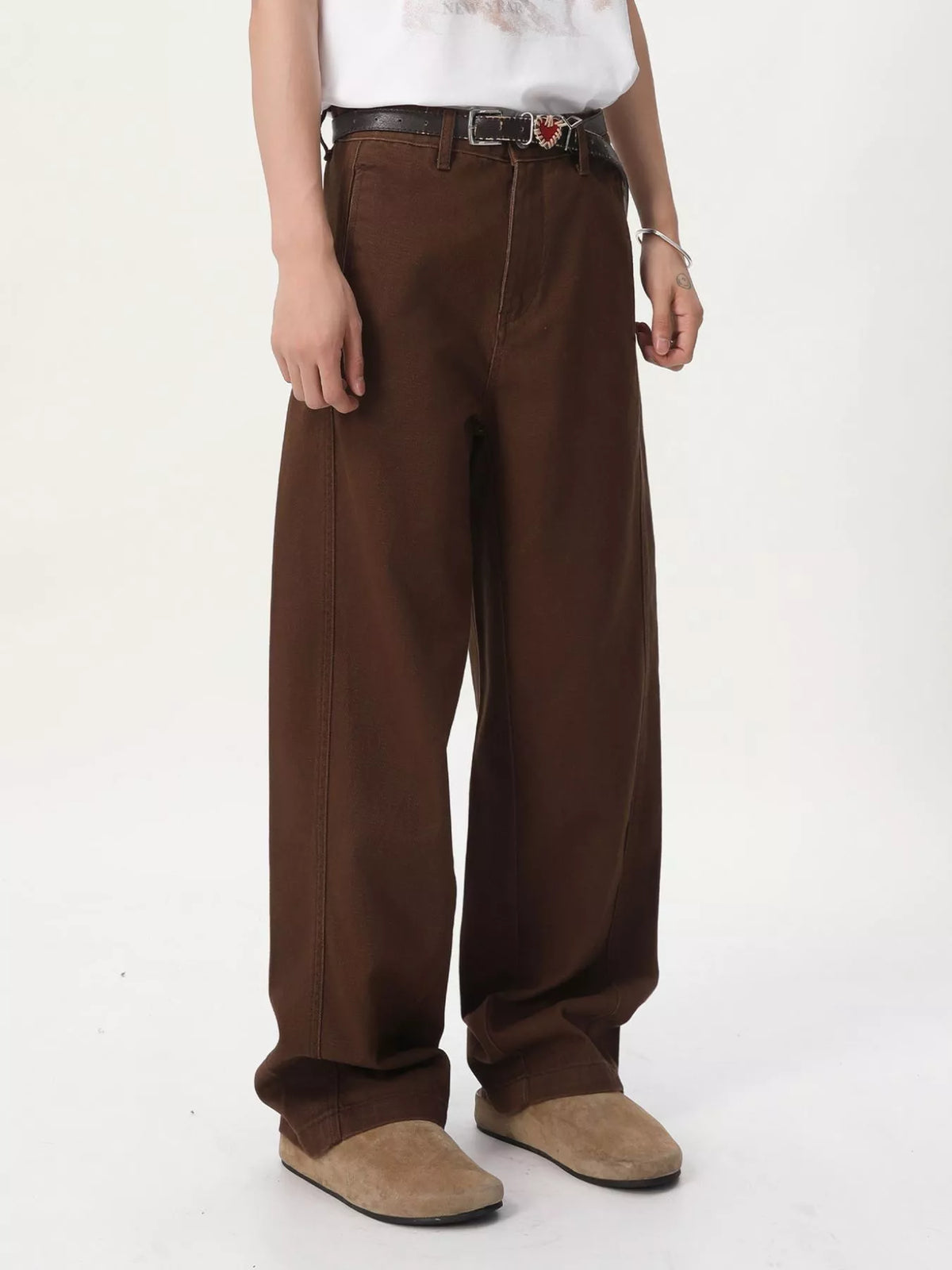 Vintage Wash Wide Leg Jeans in Brown by DashingTogs