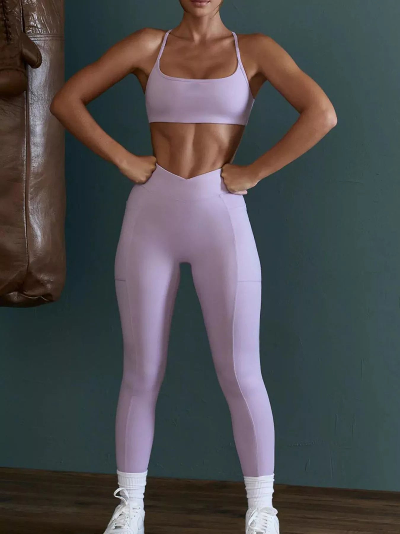 Backless Cross-Waist Cami and Leggings Active Set