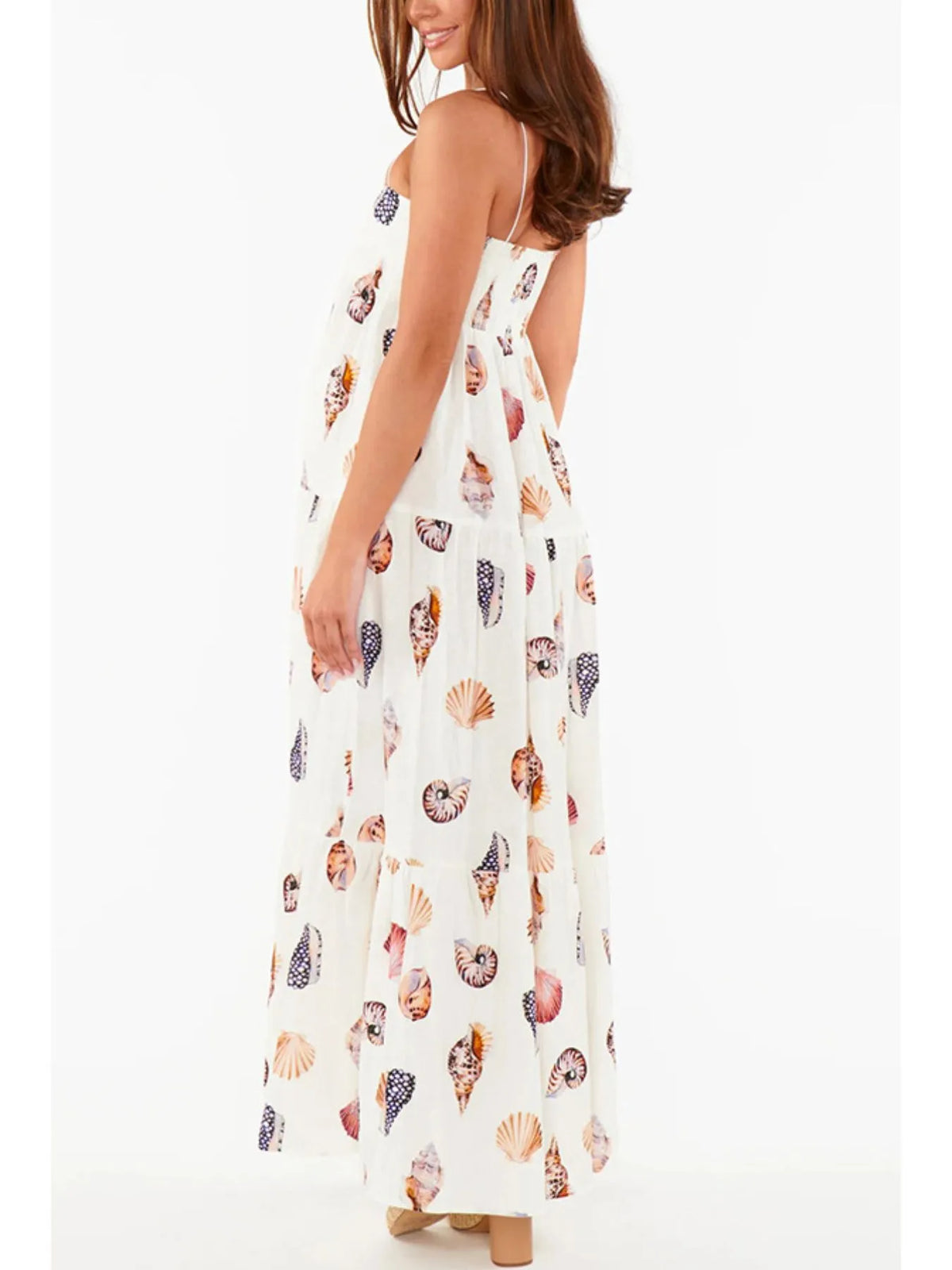 Printed Square Neck Cami Maxi Dress in White
