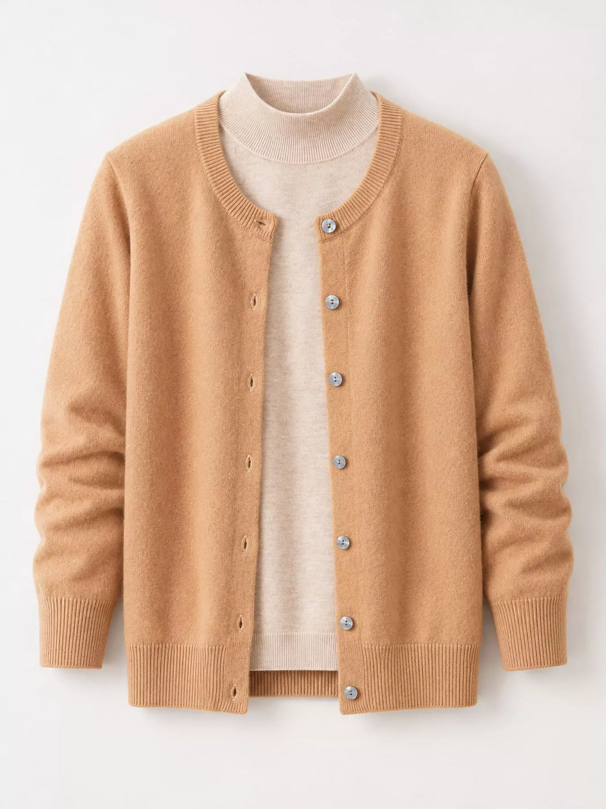 Crew Neck Button-Down Cardigan