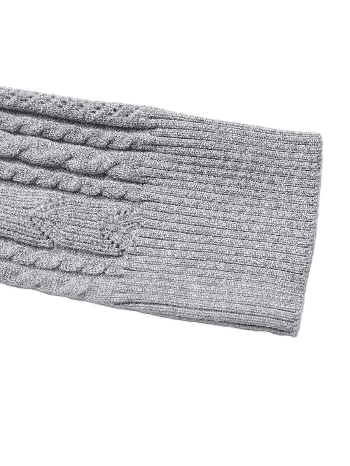 Cable Knit A-Line Sweater Dress in Gray
