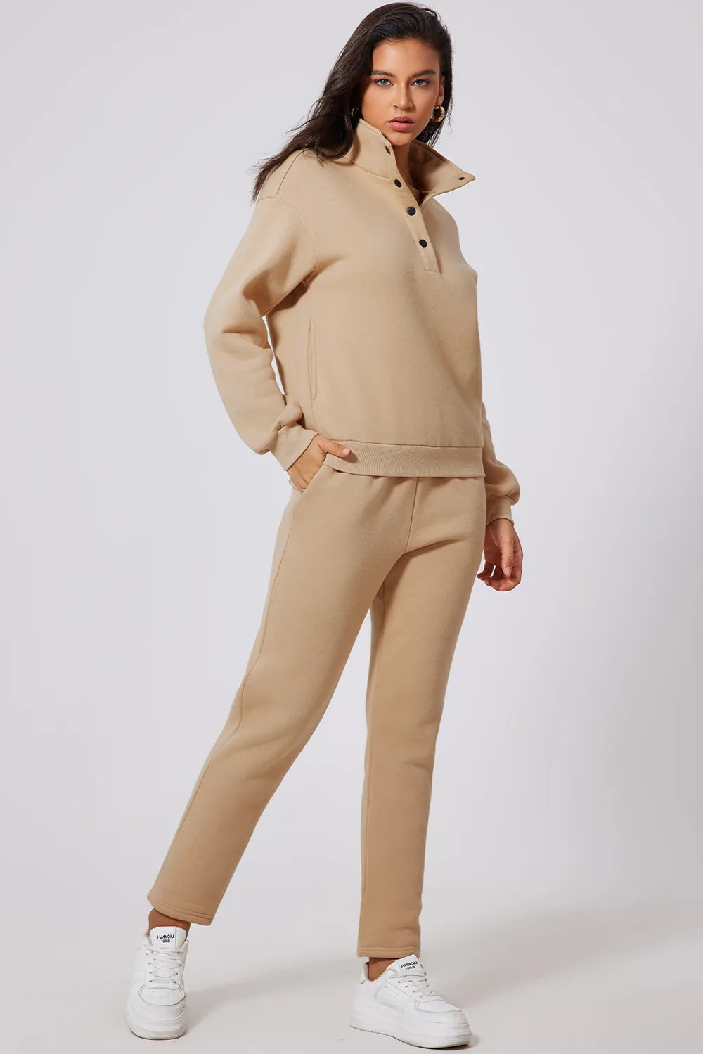 Half Snap Turtleneck Active Set in Dust Storm